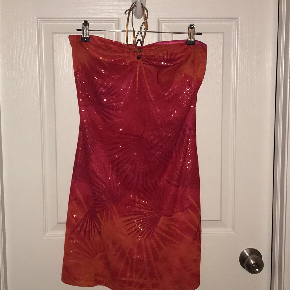 Express dress strapless with gold sequins detail